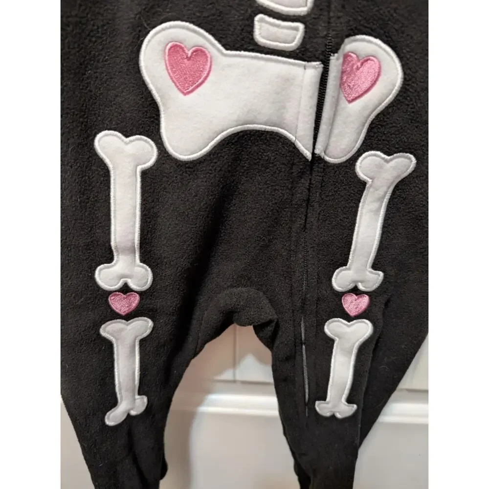 PJ & Pumpkins Halloween Skeleton Costume Toddler One-Piece Hearts Girls Size 12M